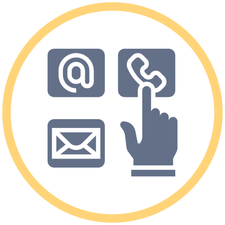 Contact Us Email icon with a paper plane, representing messaging and online communication.
