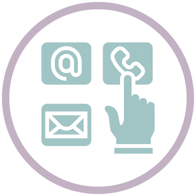 Contact Us Email icon with a paper plane, representing messaging and online communication.
