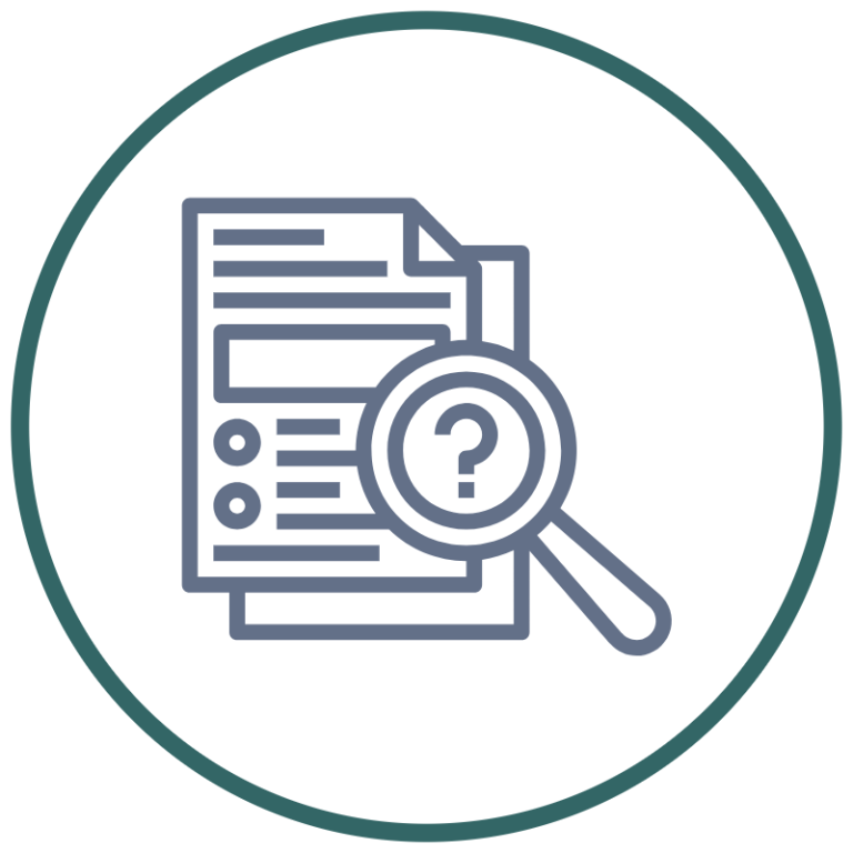 Impartial Investigations Magnifying glass over a document with a question mark.